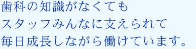 歯科の知識がなくてもスタッフみんなに支えられて毎日成長しながら働けています