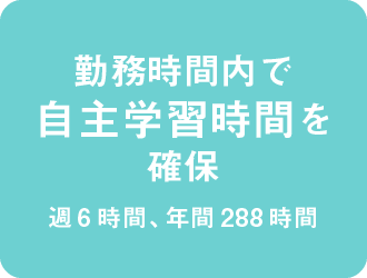 勤務時間内で自主学習時間を確保(週6時間、年間288時間)
