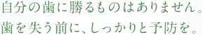 自分の歯に勝るものはありません。歯を失う前に、しっかりと予防を。