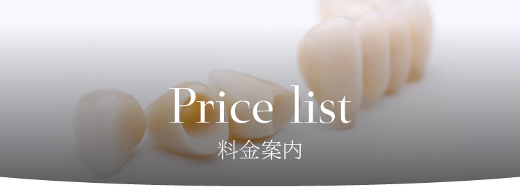 pricelist 料金案内 被せ物