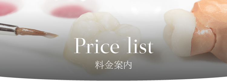 pricelist 料金案内 詰め物