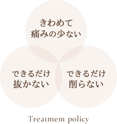 「痛みの少ない」「できるだけ削らない、抜かない」